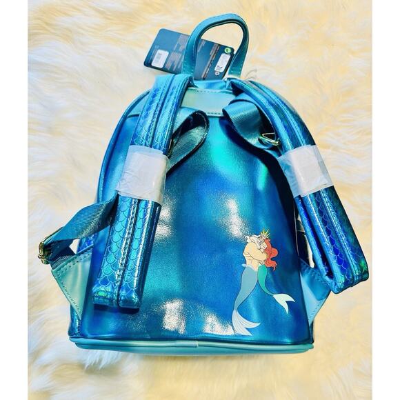 *NEW LE 324* Loungefly King Triton Sequin Mini Backpack - Picture 2 of 6